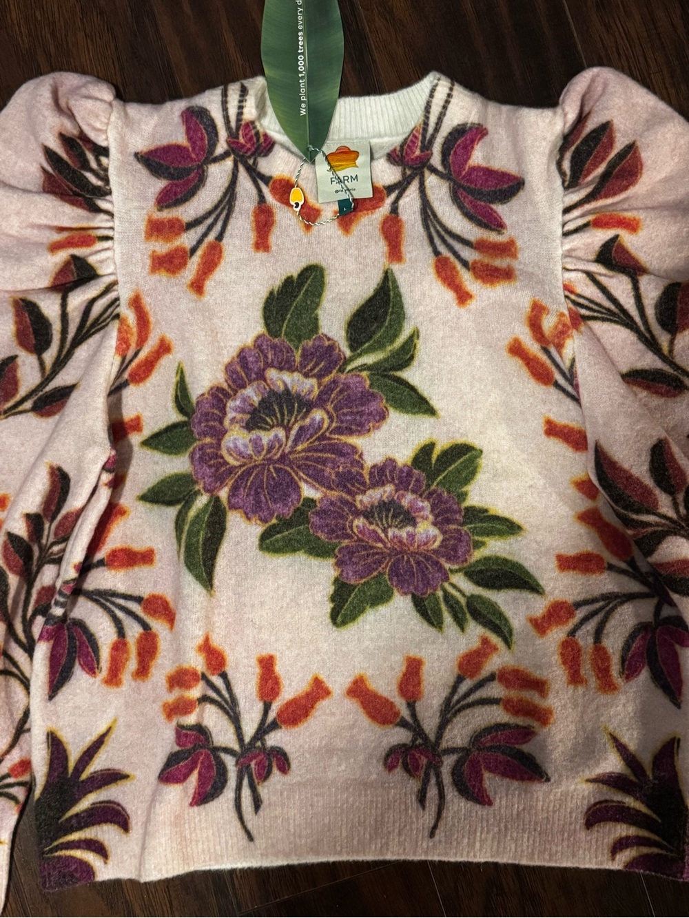 NWT FARM RIO FLORAL WOOL BLEND SWEATER SZ L